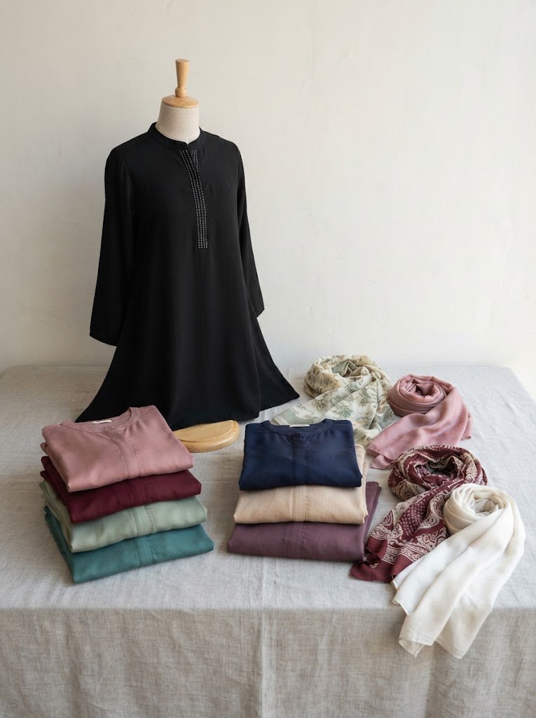 Modest day dresses, tunics and kurtas in breathable fabrics, 3:4 crop